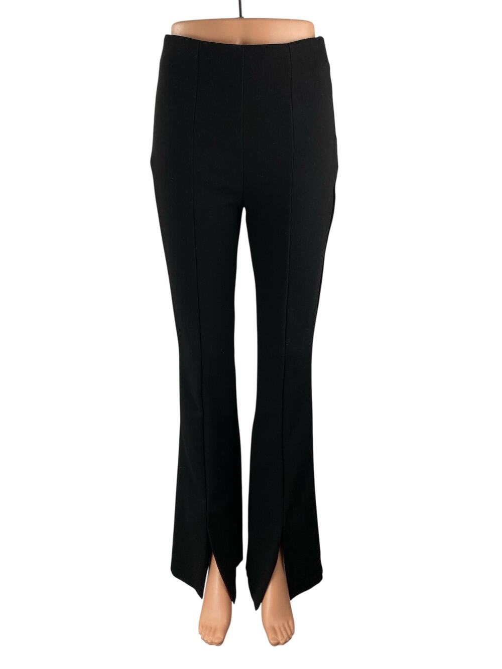 Zara Women's Black High Rise Flared Bootcut Slit Hem Trousers Dress Pants Size S